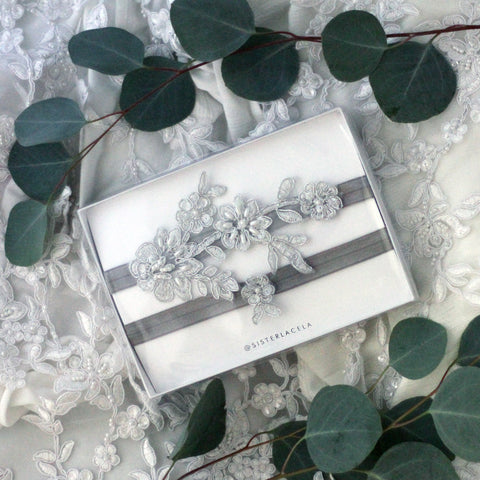 Silver Keep and Toss for Elegant Boho Wedding with Eucaluptus, Beading, and Sequins
